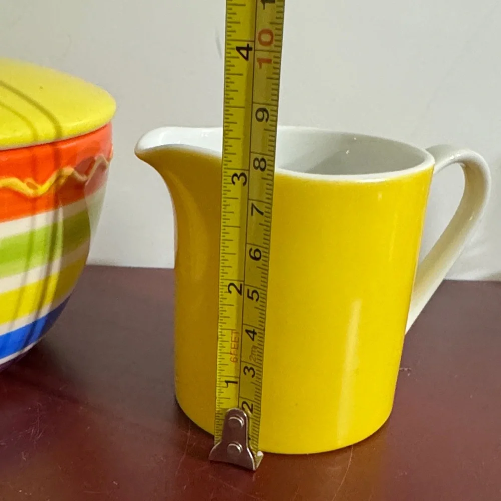 Colorful Ceramic Sugar Bowl and Creamer Set